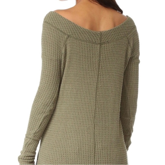 We The Free | Kate Waffle Knit Top Army Green Size XS - Picture 2 of 8